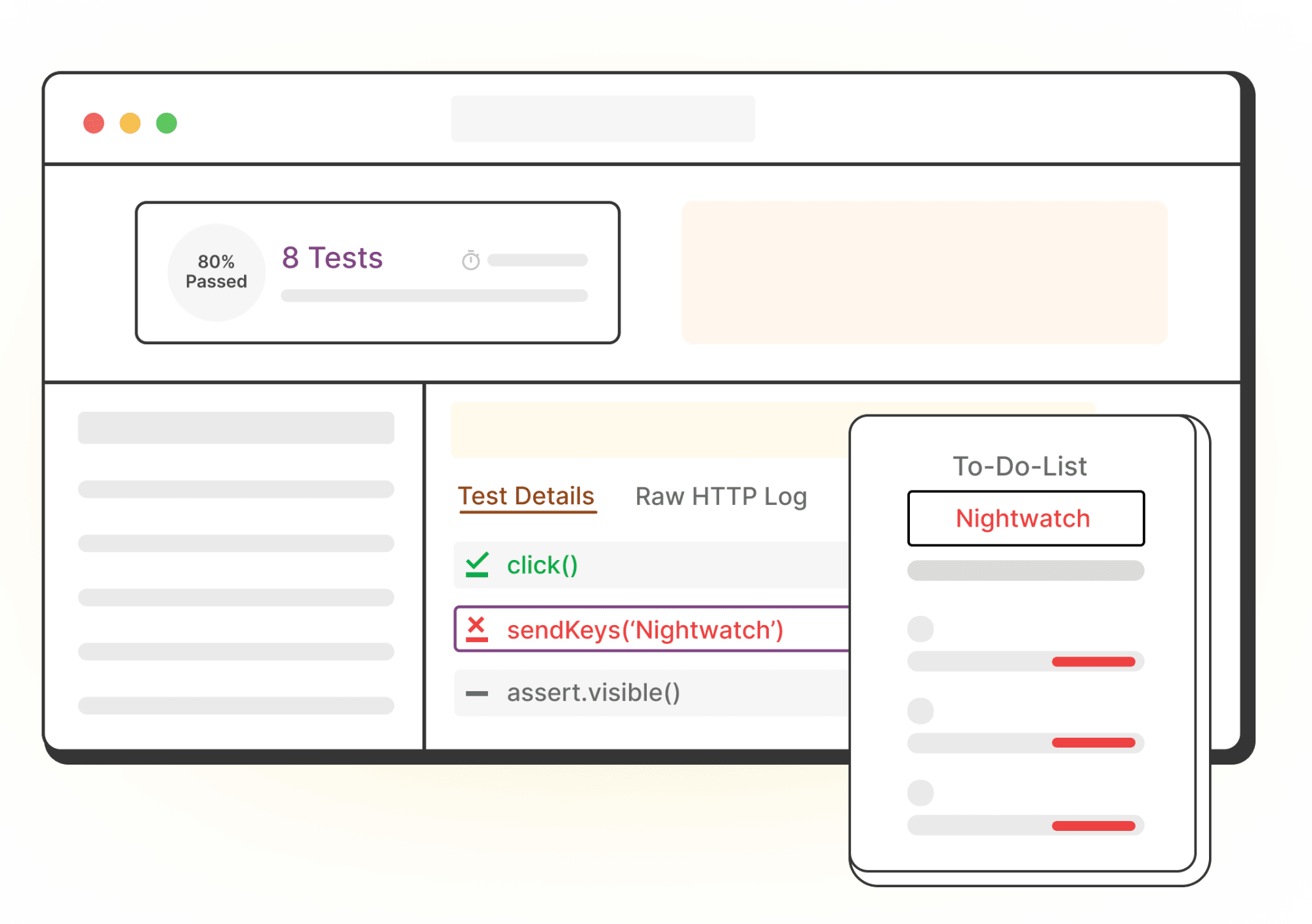 Debugging a failed test using HTML reporter and DOM History.